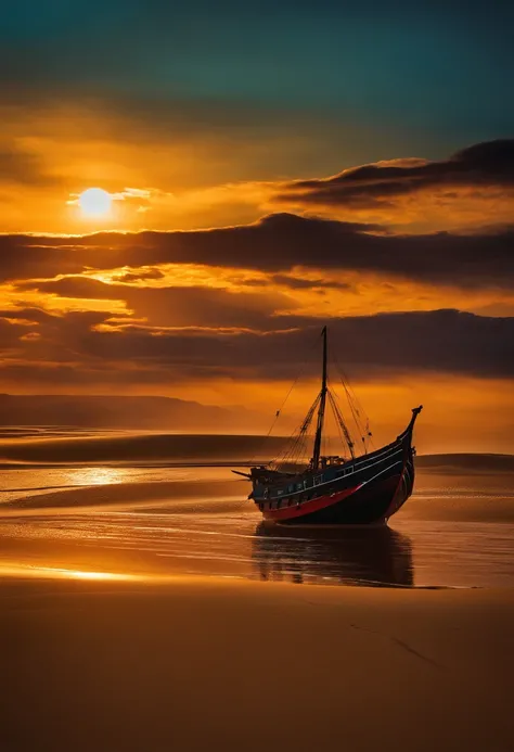 bateau pirate dans un desert de sable