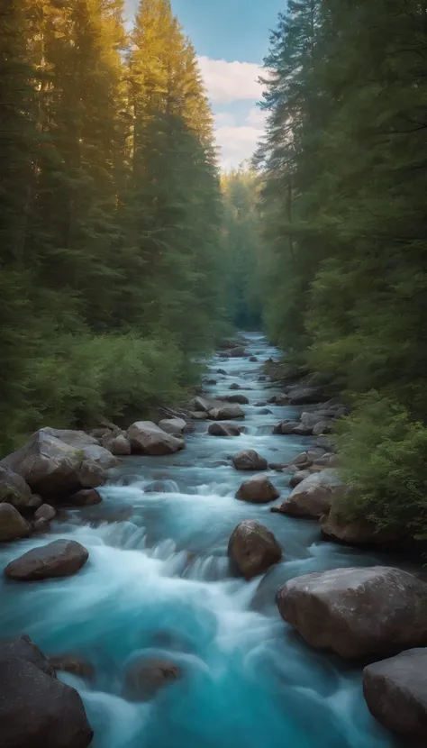 (magical pretty sky blue stream overlay scene), (sky), (clouds), soft lighting, clean background, beautiful sky scenery, masterpiece, high quality, beautiful graphics, high detail,painted by Thomas Kincaid, artstation, sharp focus, inspiring 8k wallpaper,