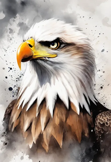 painting of an eagle with a splatter background and spray paint effect, by Eugeniusz Zak, watercolor art, by Károly Lotz, watercolor painting, watercolor painting style, watercolor detailed art, by Reuben Tam, watercolor digital painting, watercolor , mast...