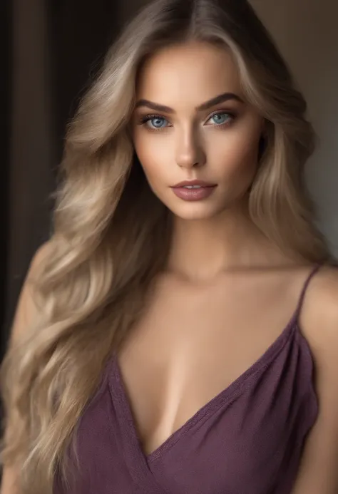 Arafed woman completely , fille sexy aux yeux bleus, ultra realist, Meticulously detailed, Portrait Sophie Mudd, cheveux blonds et grands yeux, selfie of a young woman, Yeux de chambre, Violet Myers, sans maquillage, maquillage naturel, looking straight at...