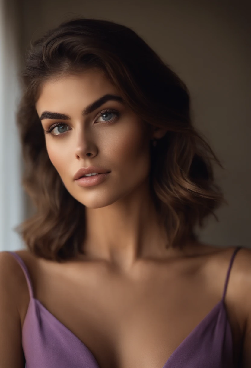 Femme arafed dans des seins visibles nus convenables , Kukami garde les cheveux et les culottes petits, fille sexy aux yeux bruns, Portrait de Kaia Gerber , cheveux bruns et grands yeux, selfie of a young woman, mare, yeux, Violet Myers, pas de maquillage,...