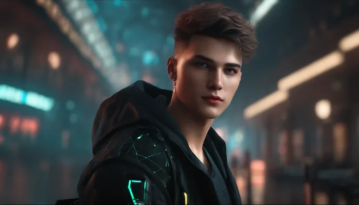 Best quality Change background cyberpunk handsome boy, realistic face, 8k, ultra realistic,