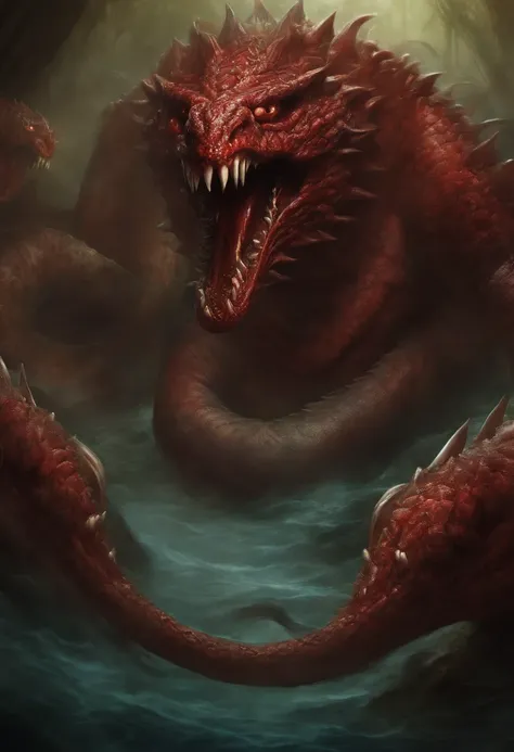 False hydra,monster,human head,blood,smile, terrifiant,horror