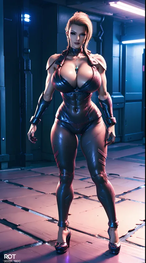 A MATURE WOMAN, HUGE FAKE BOOBS, (BEAUTIFUL FACE), (RGB), (FUTURISTIC MECHA BRA), (CLEAVAGE), (SKINTIGHT YOGA PANTS), (HIGH HEELS), (PERFECT BODY:1.2), (LONG LEG), (FULL BODY:1.3), FRONT, (STANDING:1), SEXY BODY, EXPOSE MUSCLE ABS, UHD, 8K, 1080P.