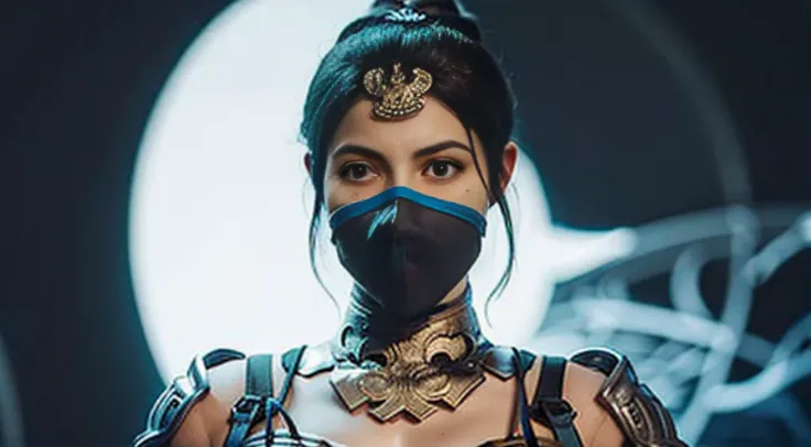 (Foto de alta qualidade, ultra realista, 8k, personagem do jogo MORTAL KOMBAT), Mileena super bela com seu traje roxo, foto tirada de perto, normal hands, dedos detalhados, obra-prima, (realista 8k, foto-realista: 1.37), realista detalhado, 1girl, cabelo l...