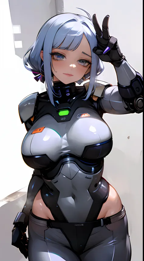 beautiful cyborg woman with metallic body, random sexy pose