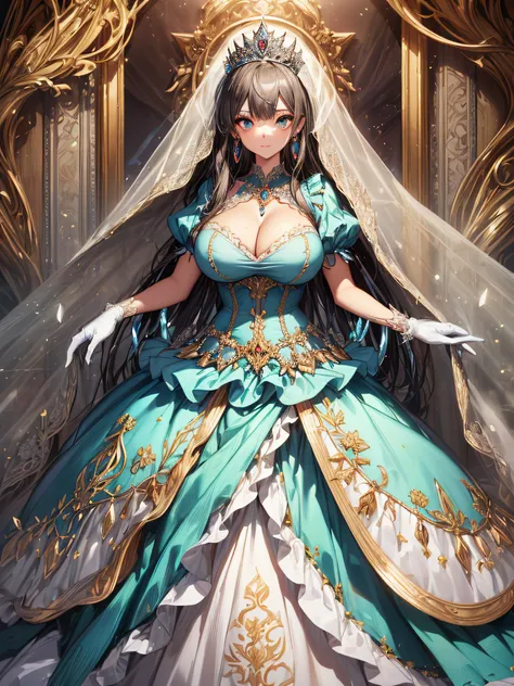 ((anime artstyle)),(Masterpiece),(Best Quality), (Super Detail),((Very Delicate and Beautiful)),cinematic lighting,1 girl,((full body portrait)),((standing in garden)),((solo)),(((1 fairytale princess in gorgeous embroidery and jeweled extremely gorgeous c...