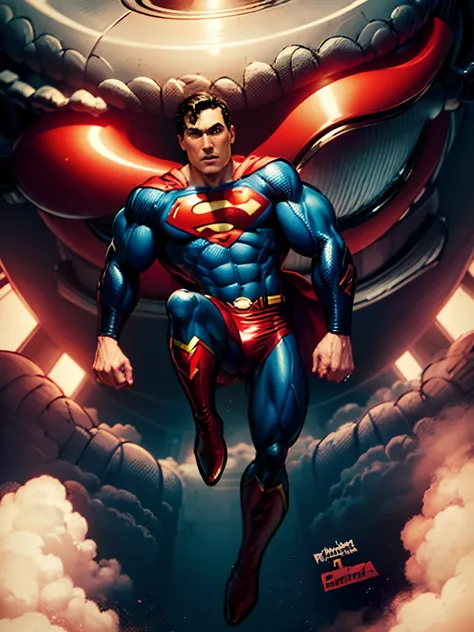 masterpiece, high detailed imges, high quality images, high detailed faces, perfect faces, Um desenho realista do Superman voando pelo ar, inspirado por Hal Foster, inspirado em Alex Toth, inspirado em Jim Lee, pose do super-homem, desenho de quadrinhos, i...