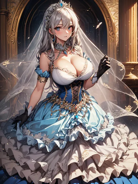 ((anime artstyle)),(Masterpiece),(Best Quality), (Super Detail),((Very Delicate and Beautiful)),cinematic lighting,1 girl,((full body portrait)),((standing in garden)),((solo)),(((1 fairytale princess in gorgeous embroidery and jeweled extremely gorgeous c...