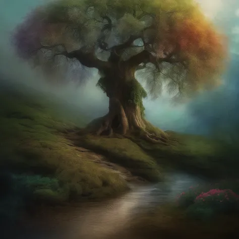 A creative and visually descriptive representation of a weeping tree, with a variety of styles and variations that will captivate your imagination.
Magical cosmic colors, rice paper texture, digital ink. Wet to wet clouds. da vinci style