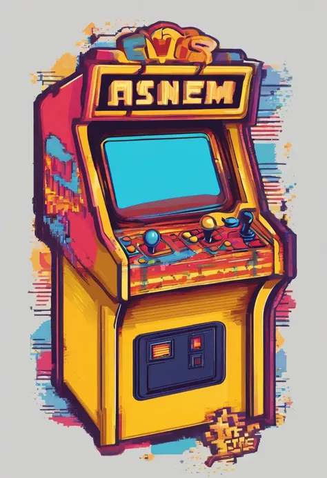 Retro style logo: A logo with retro elements, como uma fonte de arcade ou pixel art, combinado com um joystick ou controle de videogame. This would convey a nostalgic feel to classic games in blue and yellow colors with a white background