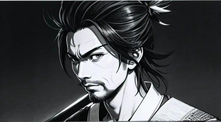 Miyamoto Musashi, manga style drawing