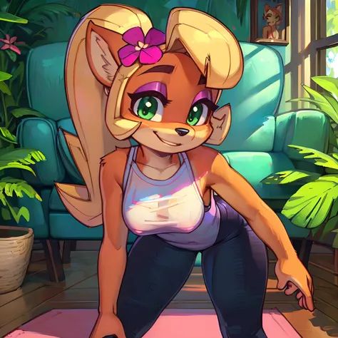 [Coco bandicoot], [Uploaded to e621.net; (Pixelsketcher), (wamudraws)], ((masterpiece)), ((high quality)), ((HD)), ((solo portrait)), ((full body)), ((front view)), ((furry; anthro)), ((detailed fur)), ((detailed shading)), ((beautiful render art)), ((fron...