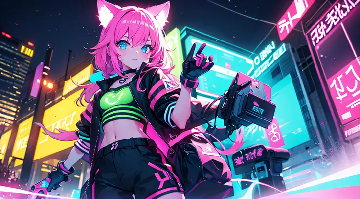 Neon cat girl