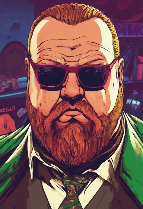 um homem com barba segurando uma faca, barba vermelha, baron harkonnen, barba avermelhada, mafia background hyper detailed, Rei do crime, kingpin, ! baron harkonnen!, gta artstyle, Atarracado, Rich Heritage, gangster, mafioso, action bronson, ((irlandes)),...