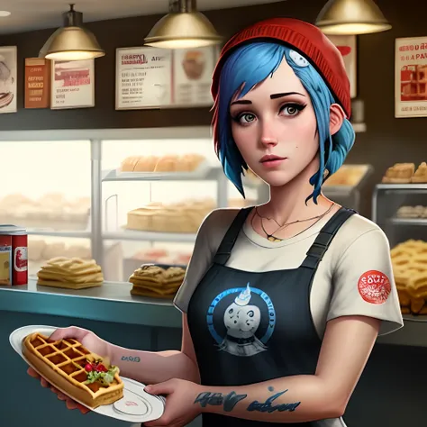 Chloe Price, from Life is Strange, as a Waffle House waitress