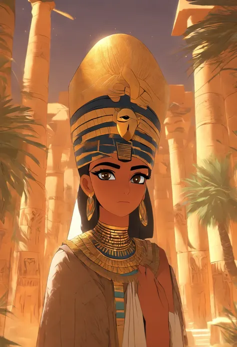 (((isis)))best quality, ultra-high resolution, 4K detailed CG, master piece, Isis,protective goddess, Egyptian mythology,expression of sadness,woman,Egyptian clothing,Head adornment, feathers,desert,aesthetics, Beautiful image, centered on the screen, pyra...