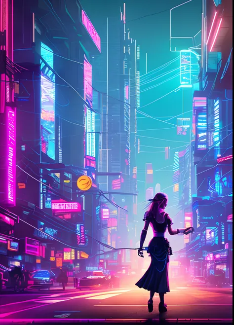 (an artistic photograph of a cyberpunk prostitute),full body shot, centered, (extremely detailed:1.2), (intricate neon slums in the background:1.1), hyper-detailed, (soft lighting:1.2), high resolution, filmic grain.