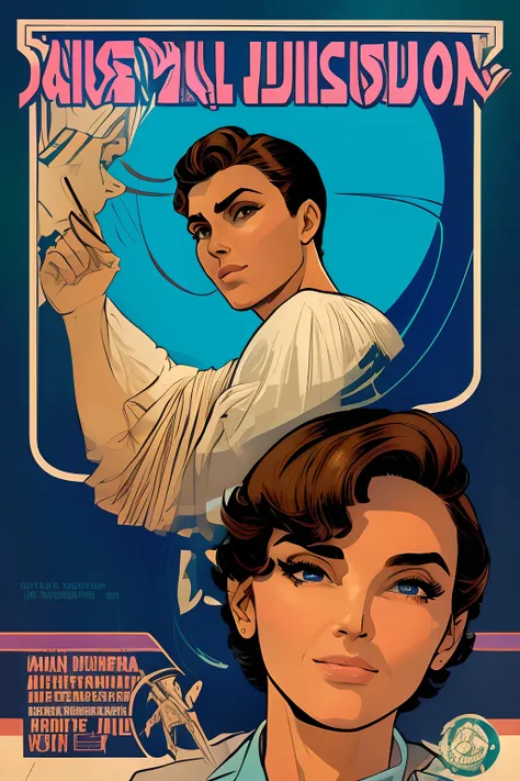 Arte inspirada John Buscema, Cartaz da Segunda Guerra Mundial, vemos uma enfermeira (1mulher)segurando uma pasta, uniforme hospitalar perfeito, short hair up to the shoulders, cor negro, olhos verdes claros, seios pequenos, corpo delgado, imponente em uma ...