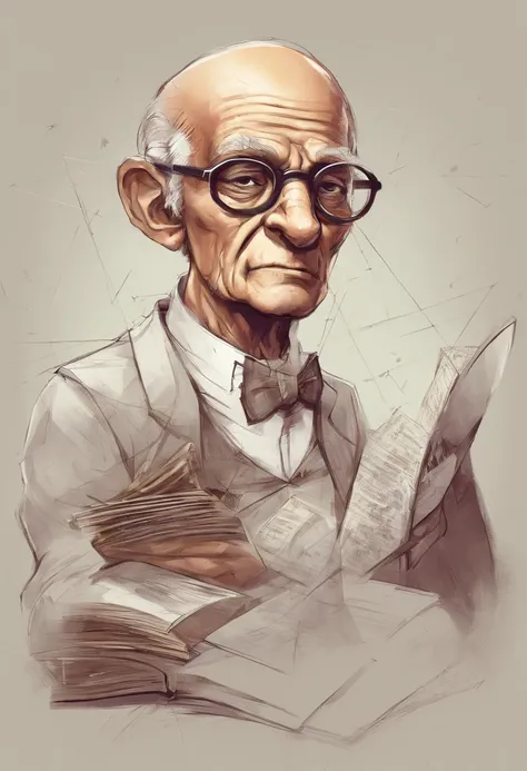 "Por favor, Create an image of an elderly and bald math teacher. He must have a completely bald head, sem cabelo algum. O rosto do professor deve estar repleto de pintas, espalhadas por toda a sua pele. He should look very experienced and wrinkled due to h...