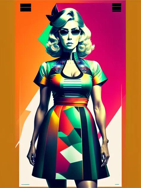 Adesivos de Jane Fonda, 30 anos, vector print, vetorial pesado, ( self  do rosto) Art Station Trend, vestido com roupas estilosas,  hyper realistic detailed rendering, vetorial, olhos vivos, olhos brilhantes, Brinquedo, Estilizado, arte vetorial pesada,  E...