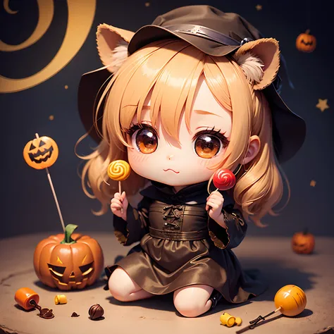 ​masterpiece、top-quality、ultra-detailliert、(Chibi Chara:1.2)、独奏、Halloween Lollipop Chocolate、