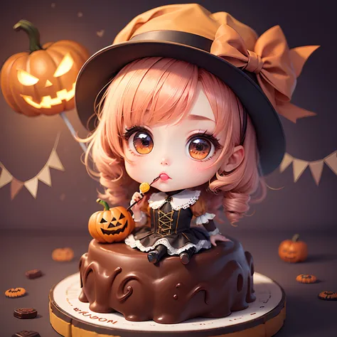 ​masterpiece、top-quality、ultra-detailliert、(Chibi Chara:1.2)、独奏、Halloween Lollipop Chocolate、