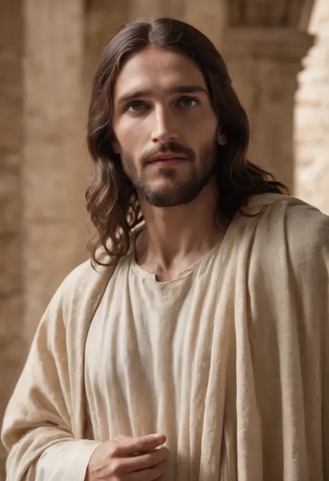 Jesus Christ full body looking. Forward with a look of tenderness and compassion. For a multitude of faithful.Jerusalem