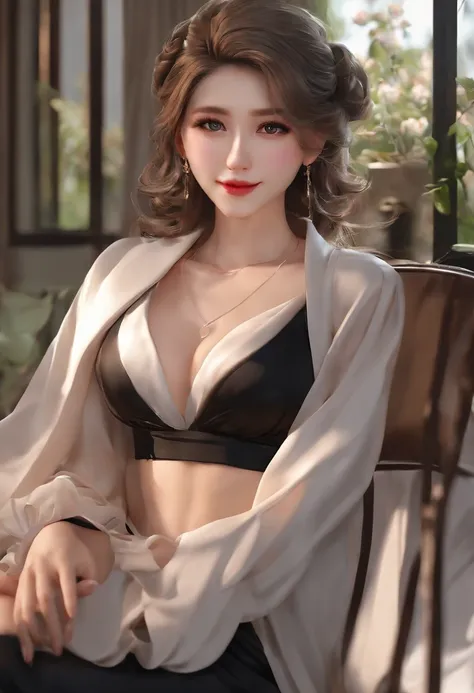 ((Best Quality, 8K, Masterpiece: 1.3)), 1girl, Slim Abs Beauty: 1.3, (Hairstyle Casual, Big Breasts: 1.2), Dress: 1.1, Super Fine Face, Delicate Eyes, Double Eyelids, Smile, Home