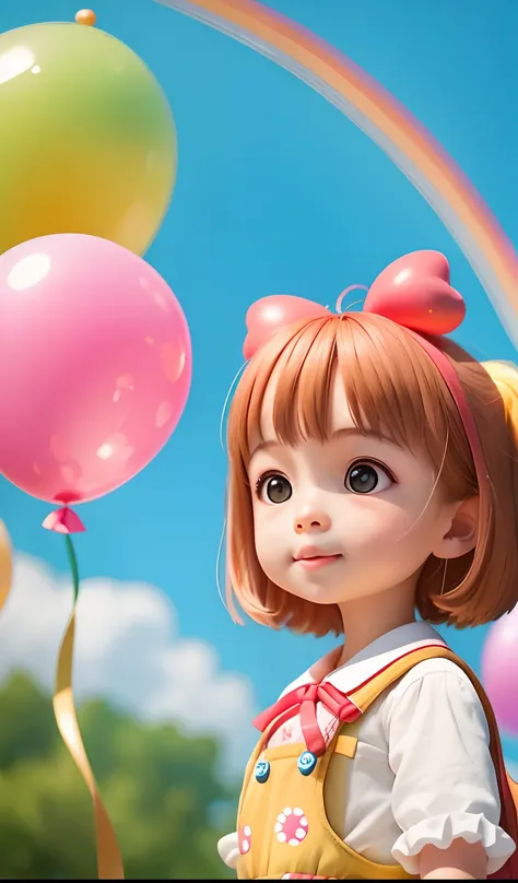 A girl with a zoo, many balloons, happy, happy, perfect quality, clear focus (clutter-home: 0.8), (masterpiece: 1.2) (Realistic: 1.2) (Bokeh) (Best quality) (Detailed skin: 1.3) (Intricate details) (8K) (Detail eyes) (Sharp focus), (Happy) side view