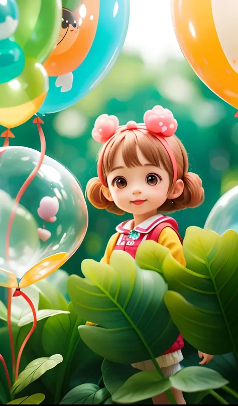 A girl with a zoo, many balloons, happy, happy, perfect quality, clear focus (clutter-home: 0.8), (masterpiece: 1.2) (Realistic: 1.2) (Bokeh) (Best quality) (Detailed skin: 1.3) (Intricate details) (8K) (Detail eyes) (Sharp focus), (Happy) side view