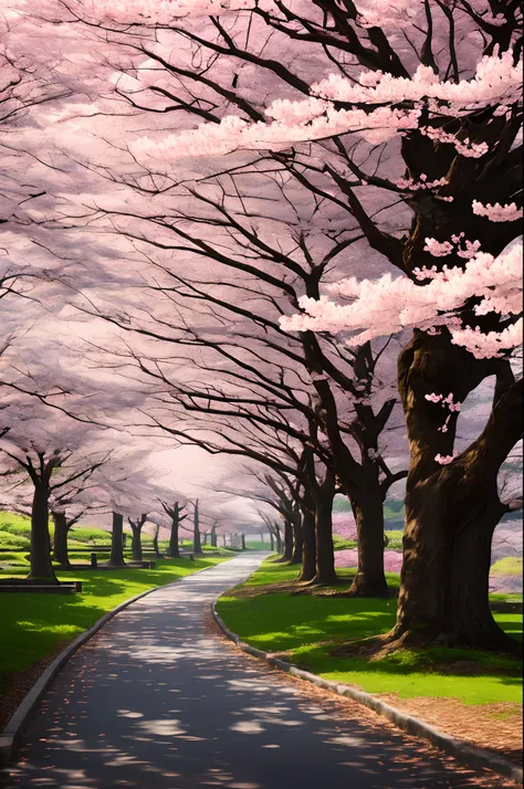 A Japanese cherry blossom scene in beautiful soft cinematic afternoon light in ultra detail