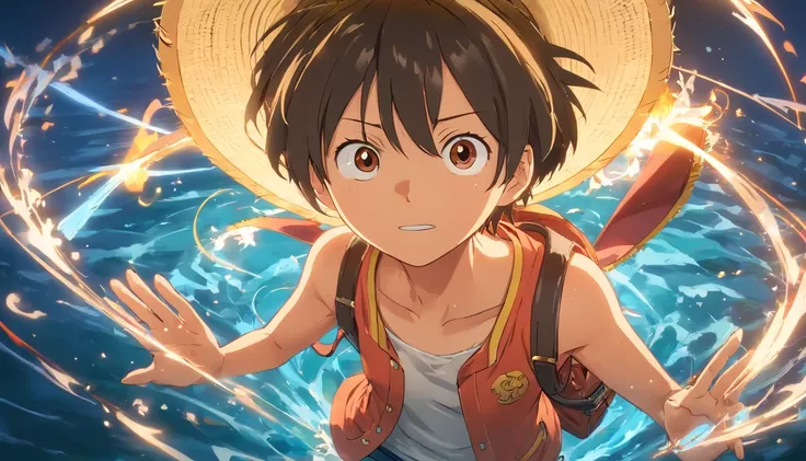 Crie posters emocionantes，Apresenta Luffy como protagonista "one piece" No calor do momento. Capture the essence of your fiery determination and indomitable spirit，Pois ele desencadeou sua ira sobre seus inimigos. Mantenha-o curto, ousado, E transmitem for...