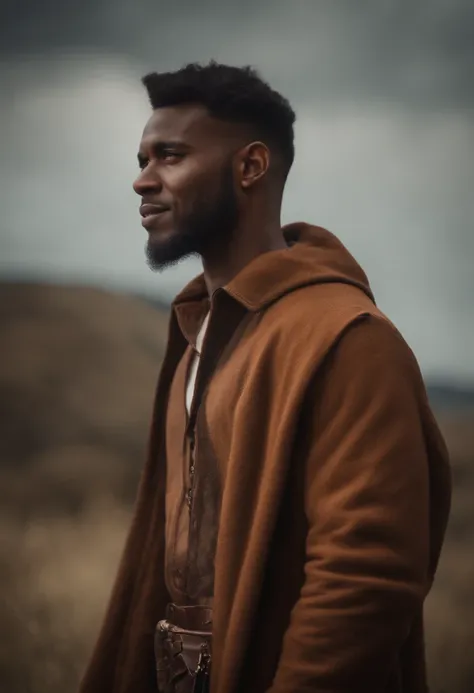 cute brown skin man in a Halloween costume spoke. background