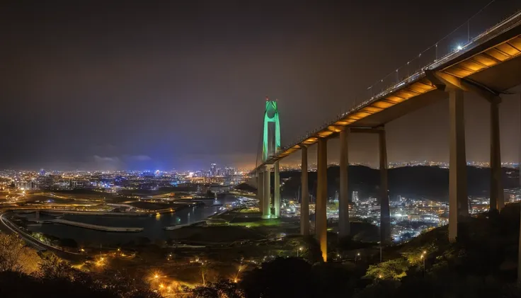 Luna creciente gigante、Calidad de imagen de alto nivel、.RAW、De pie en Tokyo Skytree、20 years old woman、Escena nocturna、Milky Way Galaxy、Andromeda Nebula、Calles de Tokio、Flowing lines of light、Cruce de la autopista metropolitana、Fortaleza、Puente del Arco Ir...