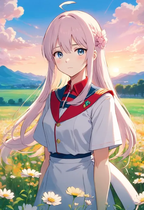 (Anime Girl), (Long Hair), (And Uniform Standing in a Field of Flowers), (Zero Two), (Haruno Sakura), (Female Anime Character), (Anime Character, (Long Hair Deity) white), (From Girls Frontline), (Cute Girl Visual Anime), (Gapmoe Yandere), (Gapmoe Yandere ...