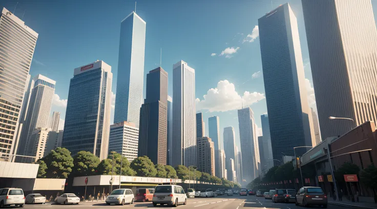 High-rise buildings，Heavy traffic