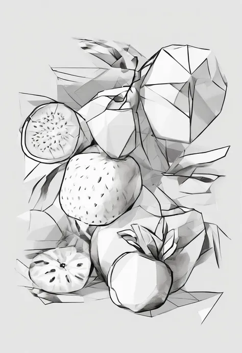 black and white sketch of fruit