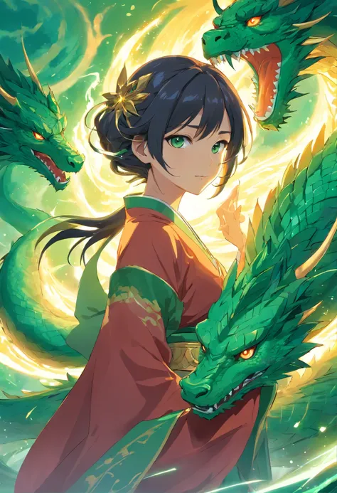 Beautiful noble empress of draconic empire have power of jade dragon