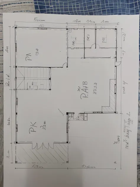 Close-up of a drawing of a house on a bed, Plans de construction, Plan architectural, Dessin de plan, 2 d image, Floor plan, Plans architecturaux, 2D aerial view, disposition, ad image, Single floor, Planification architecturale, Vue au niveau du sol, Isom...