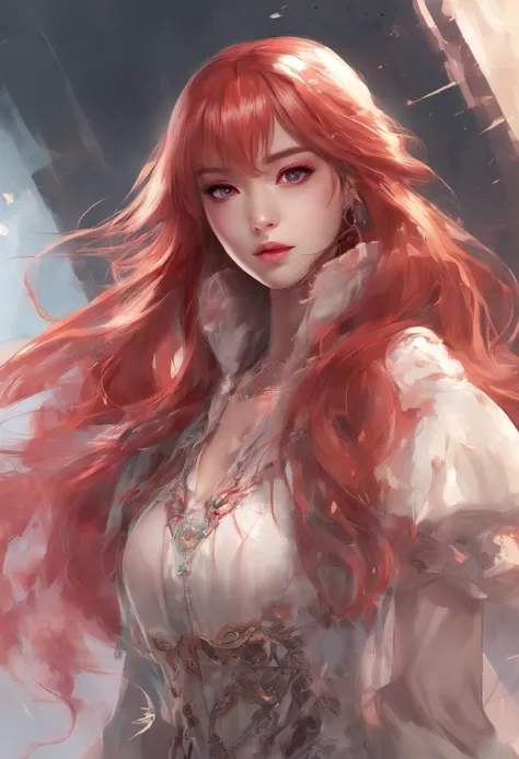 (best quality,highres,masterpiece:1.2),ultra-detailed,(realistic:1.37),lalisa with red hair,beautiful detailed eyes,beautiful detailed lips,extremely detailed eyes and face,longeyelashes,1girl,long red hair flowing,fierce expression,stylish outfit,fashiona...