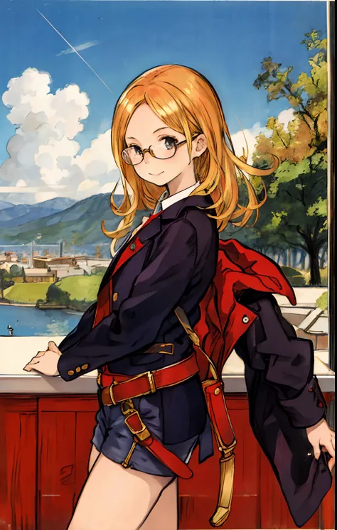 beste-Qualit, Detailed background, A  girl, With golden hair, with glasses on,