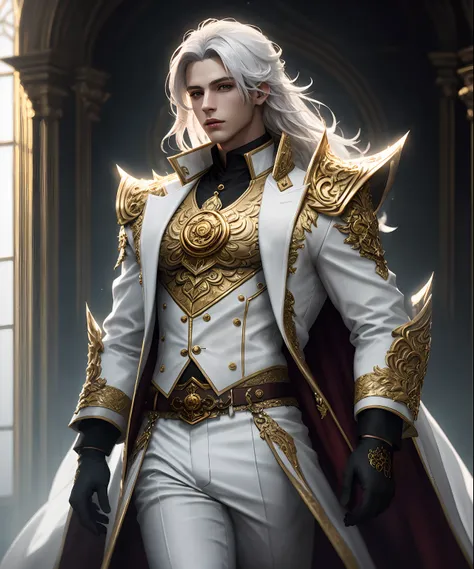 masterpiece, ultra detailed photography of a gorgeous humanoid dragon male, 1guy, (((male))), perfectly drawn face, wearing a luxury white suit, luxurious gloves, 8k resolution, photorealistic, ultra-high quality, long hair, opulent detailed background, co...