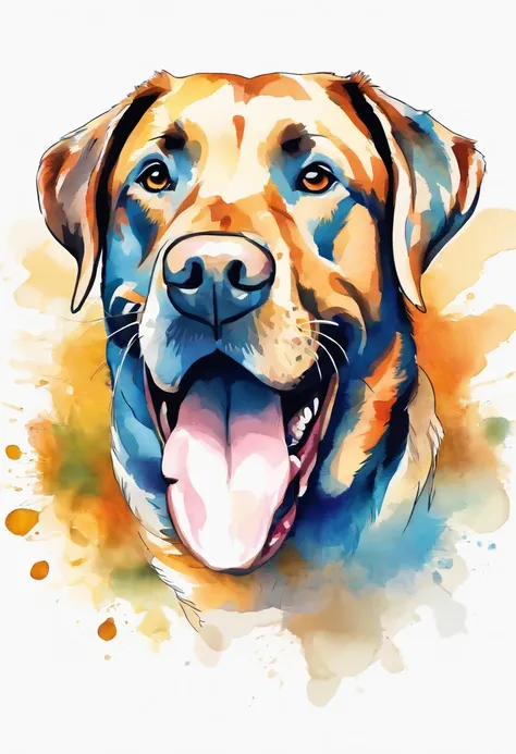 Labrador Retriever: Playful and energetic Labrador Retriever in a
watercolor illustration, capturing their joyful spirit. T-shirt design
graphic, vector, contour, black background