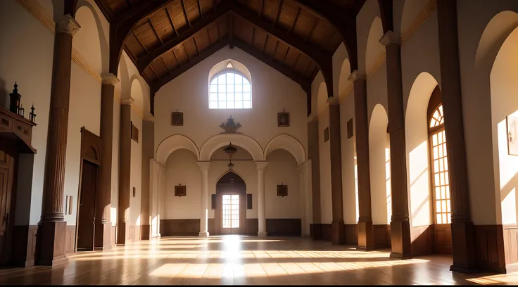 Interior view of East Africa Portuguese Governors Palace, European and Christianity architecture, Kilwa, Mombasa, Malindi, Kingdom of Portugal, 15th century, medieval, East Africa element, Iberia Elements, mixture of East Africa style and European style an...