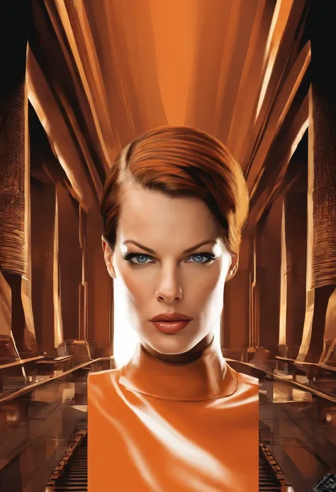 Mila Jovovich in the fifth element, no background, Face and shoulder, GTA illustration style