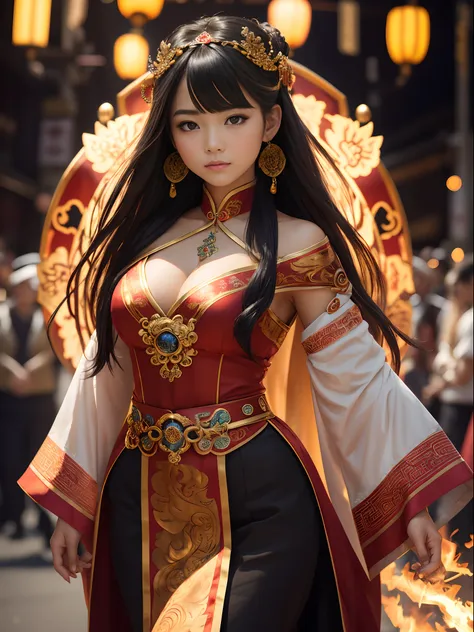 Fire, Yohuoshu, ((best quality)), ((masterpiece)), (detailed), 1girl, Perfect Body, 18 years old, small breast, portrait of a girl with small breasts who is a fire bender and has a phoenix pet. Her face is exquisitely detailed, with captivating and gorgeou...