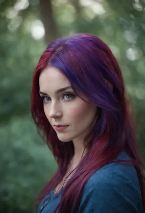 Blue red purple hair, girl