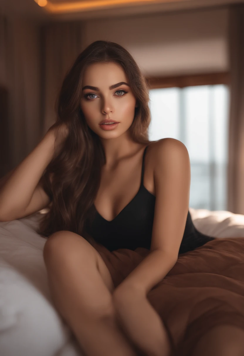 arafed woman fully , sexy girl with brown eyes, ultra realistic, meticulously detailed, portrait sophie mudd, brown hair and large eyes, selfie of a young woman, dubai eyes, violet myers, without makeup, natural makeup, looking directly at the camera, face...