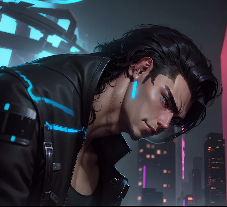 Change background cyberpunk handsome boy, realistic face,8k ultra realistic